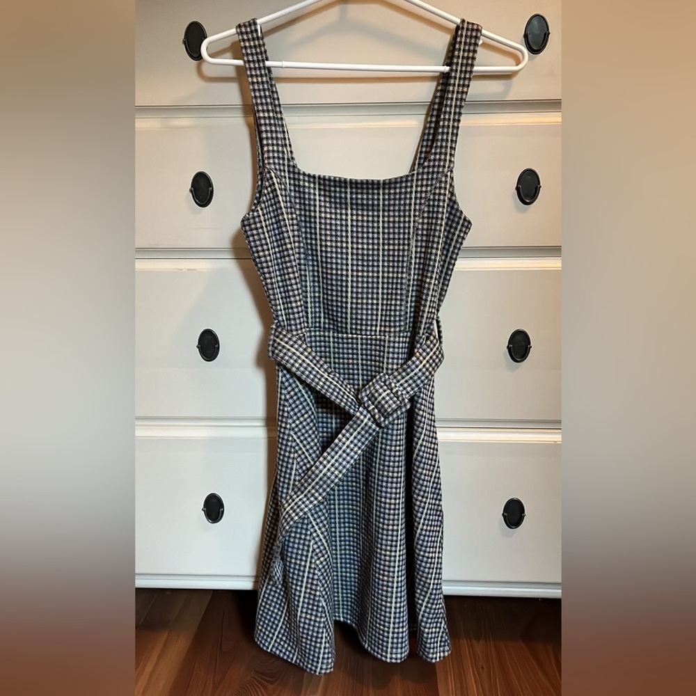 TOPSHOP plaid belted mini dress